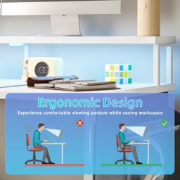 BEXEVUE L-Shaped Computer Gaming Desk with Power Outlets & Shelves 120×70cm in White - Size: 120 cm x 70 cm - thumbnail 3
