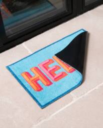 Artsy Mats Blue Hello Indoor Washable Doormat - Size: 40 cm x 60 cm - thumbnail 2