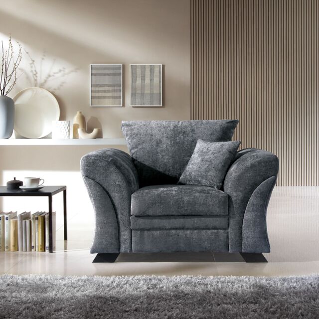 Abakus Direct Farrow Crushed Chenille Armchair in Dark Grey - image 1