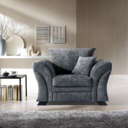 Abakus Direct Farrow Crushed Chenille Armchair in Dark Grey - thumbnail 1