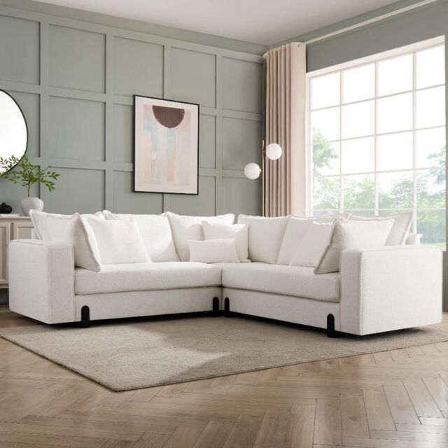 Home Detail Hayley Corner Sofa in White - Size: Large - image 1
