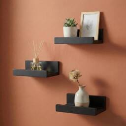 Havendro Black Set of 6 Floating Wall Shelf U Shape Display Storage Rack - thumbnail 3