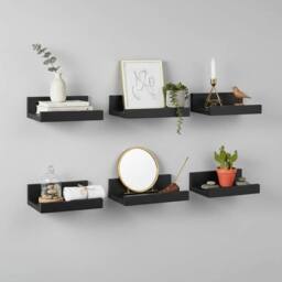 Havendro Black Set of 6 Floating Wall Shelf U Shape Display Storage Rack - thumbnail 2
