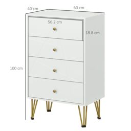 HOMCOM Modern Chest of Drawers 4 Drawers Dresser with Hairpin Legs in White - thumbnail 3
