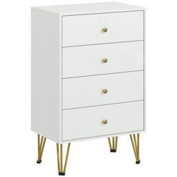 HOMCOM Modern Chest of Drawers 4 Drawers Dresser with Hairpin Legs in White - thumbnail 2