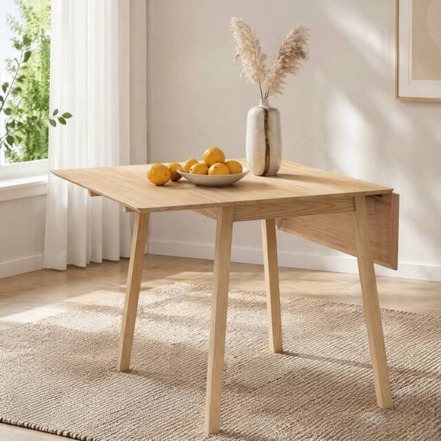 STILVORA Dining Table with Drop Leaf Pine Structure in Natural - image 1