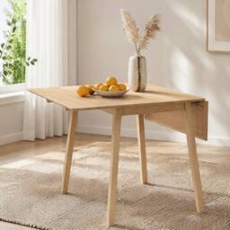 STILVORA Dining Table with Drop Leaf Pine Structure in Natural - thumbnail 1