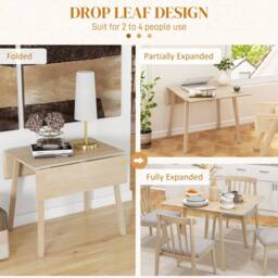 STILVORA Dining Table with Drop Leaf Pine Structure in Natural - thumbnail 6