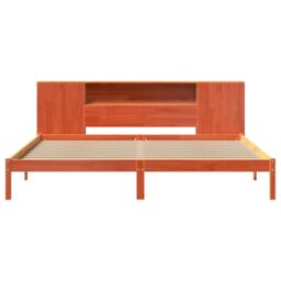 Berkfield Home Bookcase Bed without Mattress Wax Brown 200x200 cm Solid Wood Pine - thumbnail 4