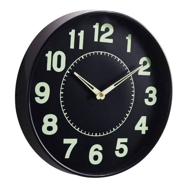 "KORVIXA Black 12"" Round Luminous Wall Clock - Size: 100 cm" - image 1