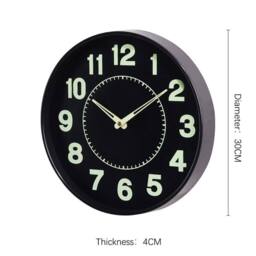 "KORVIXA Black 12"" Round Luminous Wall Clock - Size: 100 cm" - thumbnail 2