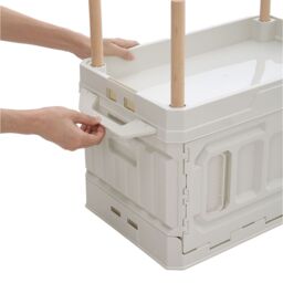 Living and Home 95L Collapsible 3-tier Outdoor Camping Storage Box Folding Container in Beige - thumbnail 7