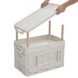Living and Home 95L Collapsible 3-tier Outdoor Camping Storage Box Folding Container in Beige - thumbnail 8