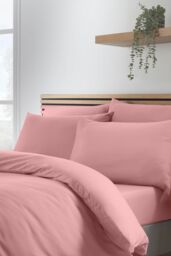 Catherine Lansfield So Soft Non Iron Duvet Cover Set in Coral - Size: Super King - thumbnail 3
