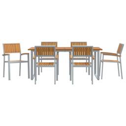 Berkfield Home Modern Garden Dining Set Set of 7 Light grey Aluminium Durable - thumbnail 7