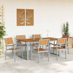 Berkfield Home Modern Garden Dining Set Set of 7 Light grey Aluminium Durable - thumbnail 4