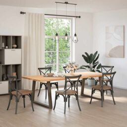 Berkfield Home Dining Table Legs V-Shape 2 pcs Natural Steel 100x(72-73.3) cm Steel in Brown - thumbnail 2