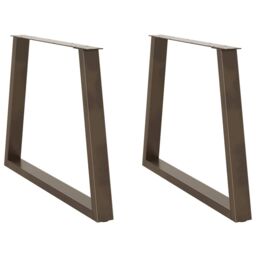 Berkfield Home Dining Table Legs V-Shape 2 pcs Natural Steel 100x(72-73.3) cm Steel in Brown
