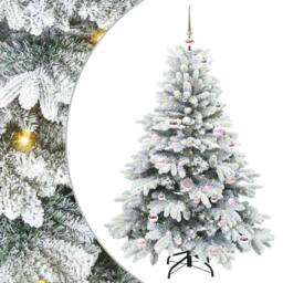 Berkfield Home Artificial Christmas Tree with 150 LEDs Green 150 cm PE & PVC - thumbnail 1