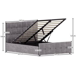 Home Discount Vida Designs Valentina Double Ottoman Bed Frame Velvet Fabric UKFR in Grey - thumbnail 3