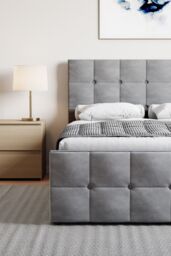 Home Discount Vida Designs Valentina Double Ottoman Bed Frame Velvet Fabric UKFR in Grey - thumbnail 6