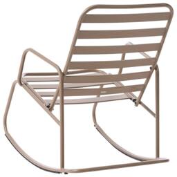 Wyld and Coco Taupe Aluminium Slatted Garden Rocking Chair - Modern Outdoor Armchair in Beige - thumbnail 5