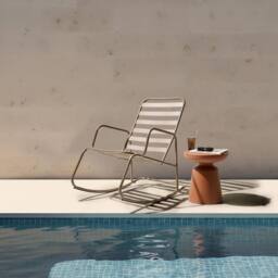Wyld and Coco Taupe Aluminium Slatted Garden Rocking Chair - Modern Outdoor Armchair in Beige - thumbnail 1