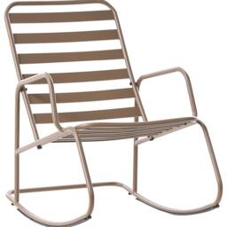 Wyld and Coco Taupe Aluminium Slatted Garden Rocking Chair - Modern Outdoor Armchair in Beige - thumbnail 2