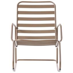 Wyld and Coco Taupe Aluminium Slatted Garden Rocking Chair - Modern Outdoor Armchair in Beige - thumbnail 3