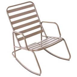 Wyld and Coco Taupe Aluminium Slatted Garden Rocking Chair - Modern Outdoor Armchair in Beige - thumbnail 6