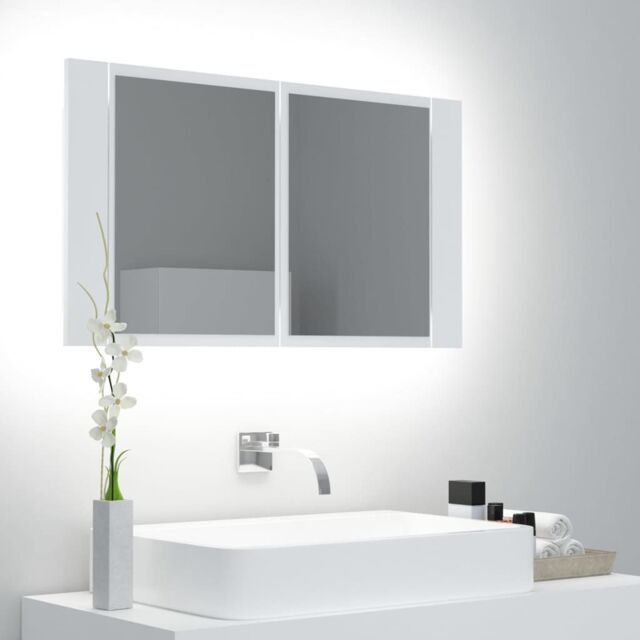 Berkfield Home LED Bathroom Mirror Cabinet White 80x12x45 cm - Size: 80 x 12 x 45 cm - image 1
