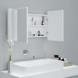 Berkfield Home LED Bathroom Mirror Cabinet White 80x12x45 cm - Size: 80 x 12 x 45 cm - thumbnail 6