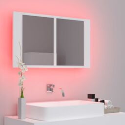 Berkfield Home LED Bathroom Mirror Cabinet White 80x12x45 cm - Size: 80 x 12 x 45 cm - thumbnail 5