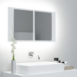 Berkfield Home LED Bathroom Mirror Cabinet White 80x12x45 cm - Size: 80 x 12 x 45 cm - thumbnail 1