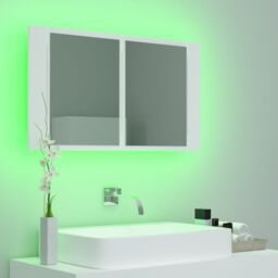 Berkfield Home LED Bathroom Mirror Cabinet White 80x12x45 cm - Size: 80 x 12 x 45 cm - thumbnail 4
