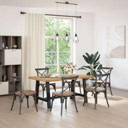 Berkfield Home Dining Table NOAIN A-Shaped Legs 160x90x75 cm Solid Wood Pine in Brown - Size: 160 x 90 x 75 cm - thumbnail 2