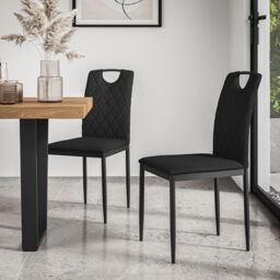 More4Homes Haydon Extending Dining Table & Chairs - Oak Effect Table Top w Black Legs + Monza Faux Leather Dining Chair Set Of 4 - thumbnail 5