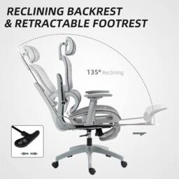 KORVIXA Grey Executive Office Chair with Lumbar Support - Size: 100 cm - thumbnail 5