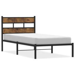 Berkfield Home Metal Bed Frame without Mattress Smoked Oak 107x203 cm in Brown - thumbnail 3