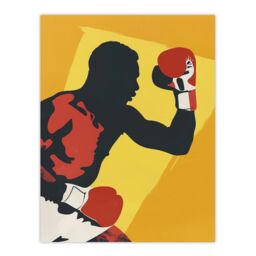 "Artery8 Boxer Fight Boxing Match Gloves Yellow Portrait Wall Art Print - Size: W24"" x H32""" - thumbnail 1