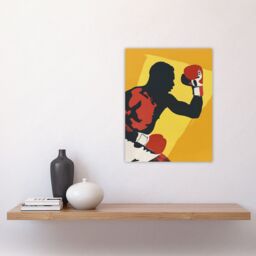 "Artery8 Boxer Fight Boxing Match Gloves Yellow Portrait Wall Art Print - Size: W24"" x H32""" - thumbnail 4