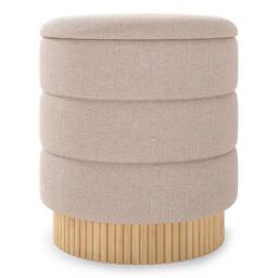 EONLION 35L Modern Round Storage Ottoman in Beige - Size: 100 cm - thumbnail 5