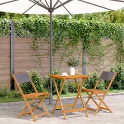 Berkfield Home Beautiful 3 Piece Bistro Set Anthracite Fabric & Solid Wood in Tan - thumbnail 2