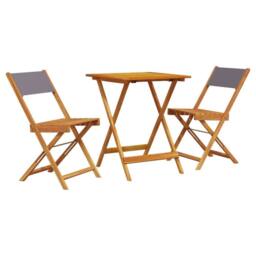 Berkfield Home Beautiful 3 Piece Bistro Set Anthracite Fabric & Solid Wood in Tan - thumbnail 3