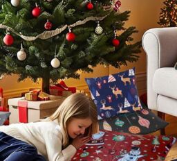 Luxury Living Christmas Eve Decorative Cushion Cover 45cm x 45cm in Navy - Size: 45 cm x 45 cm - thumbnail 2