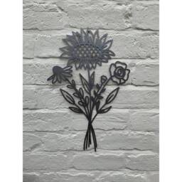 Poppyforge Sunflower Bouquet Wall Art - Bare Metal/Ready to Rust - W30 x H50 cm in Black - thumbnail 2