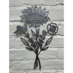 Poppyforge Sunflower Bouquet Wall Art - Bare Metal/Ready to Rust - W30 x H50 cm in Black - thumbnail 4
