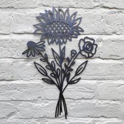 Poppyforge Sunflower Bouquet Wall Art - Bare Metal/Ready to Rust - W30 x H50 cm in Black - thumbnail 1