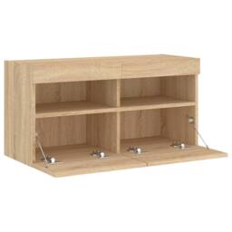 Berkfield Home TV Wall Cabinet with LED Lights Sonoma Oak 80x30x40 cm in Brown - Size: 80 x 30 x 40 cm - thumbnail 8