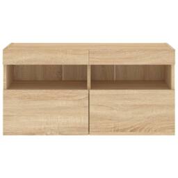 Berkfield Home TV Wall Cabinet with LED Lights Sonoma Oak 80x30x40 cm in Brown - Size: 80 x 30 x 40 cm - thumbnail 9